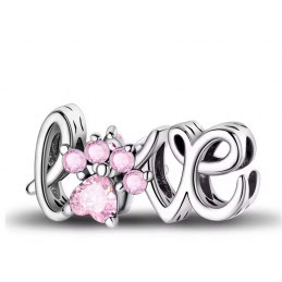 Charm pour bracelet Love amour patte de chien chat