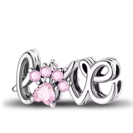 Charm pour bracelet Love amour patte de chien chat