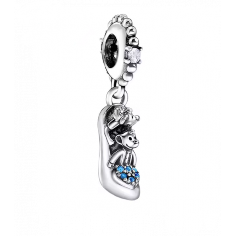 Charm bijou pour bracelet cendrillon pantoufle de verre argent