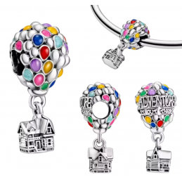 Charm pour bracelet montgolfière maison ballon la haut