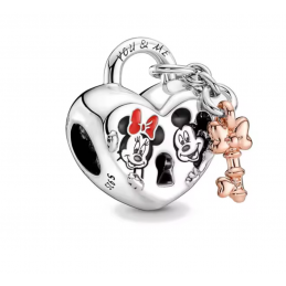 Charm bijou pour bracelet mickey minnie coeur cadenas argent