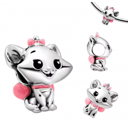 Charm bijou pour bracelet aristochat marie argent