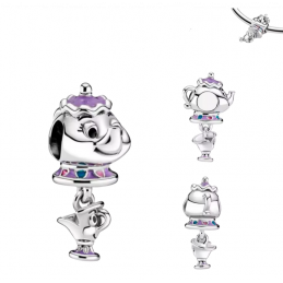 Charm bijou pour bracelet la belle et la bête madame samovar argent