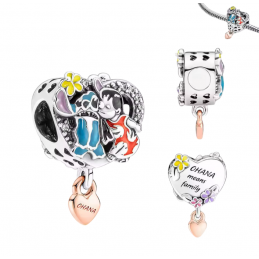 Charm bijou pour bracelet lilo et stich coeur argent