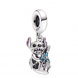 Charm bijou pour bracelet stitch chateau argent