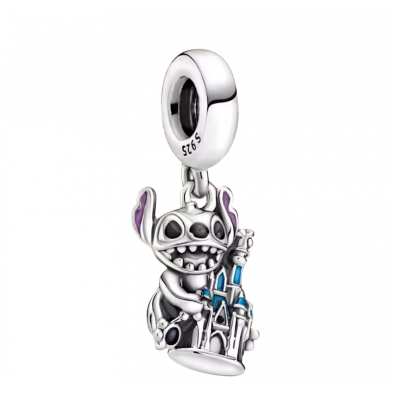 Charm bijou pour bracelet stitch chateau argent