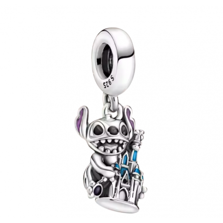Charm bijou pour bracelet stitch chateau argent