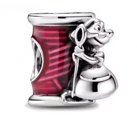 Charm pour bracelet cendrillon souris suzy bobine fil aiguille argent