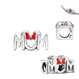 Charm bijou pour bracelet maman noeud minnie argent