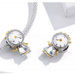 Charm bijou pour bracelet argent horloge la belle et la bête