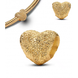 Charm bijou pour bracelet coeur relief frappé or