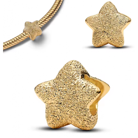 Charm bijou pour bracelet étoile relief or frappé