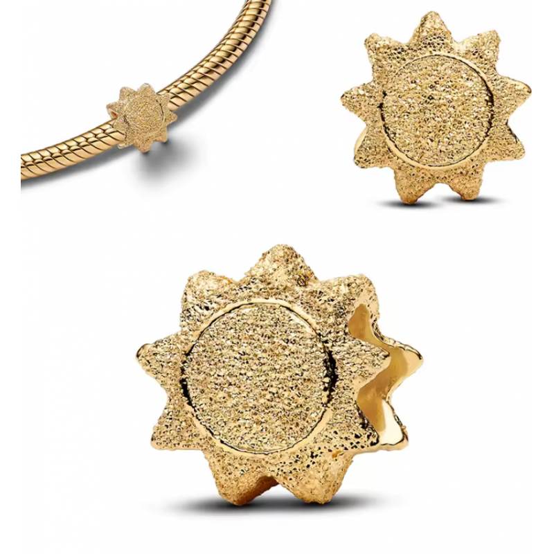 Charm bijou pour bracelet soleil relief or frappé Charm bijou pour bracelet soleil relief or frappé