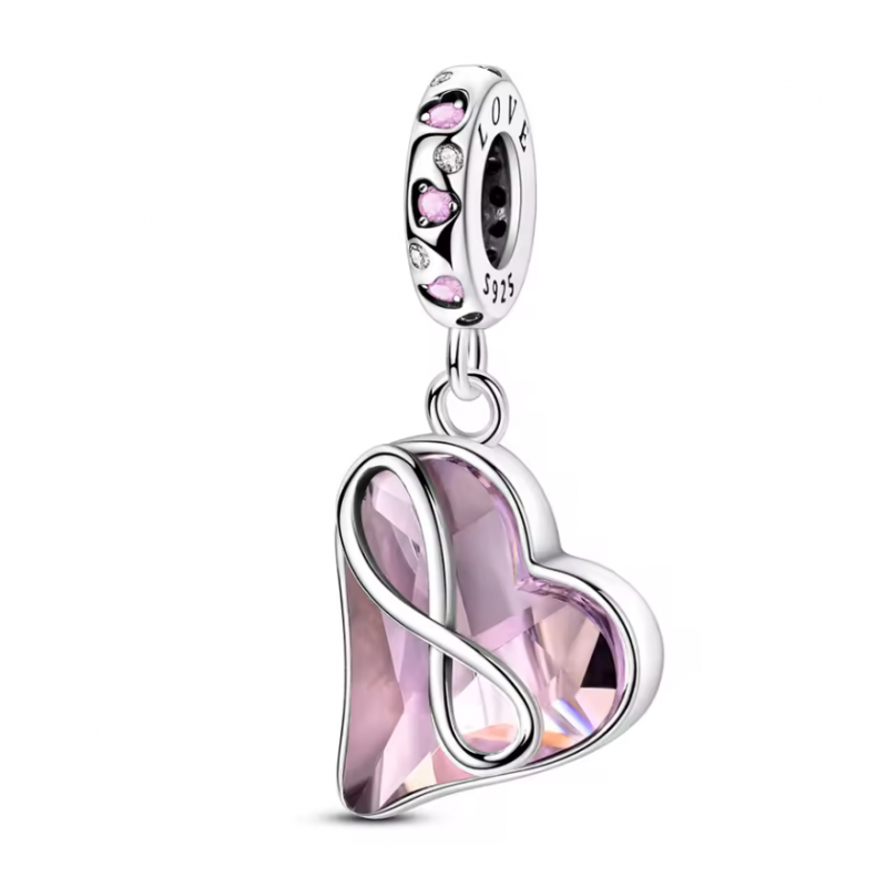 Charm pour bracelet amour infini coeur rose Charm pour bracelet amour infini coeur rose