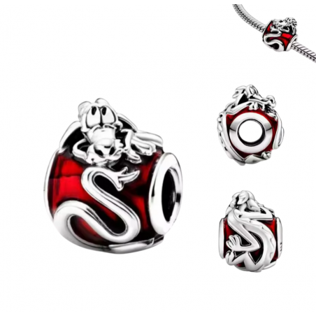 Charm bijou pour bracelet mulan dragon mushu argent
