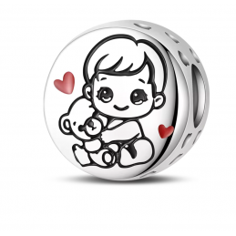 Charm pour bracelet bébé avec peluche cadeau maman