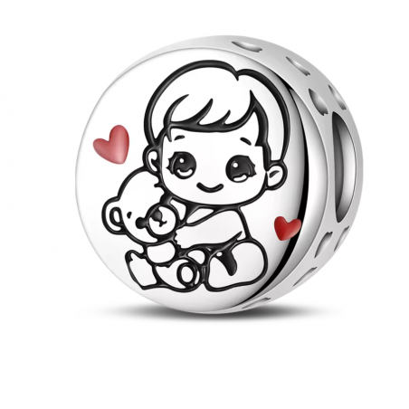 Charm pour bracelet bébé avec peluche cadeau maman