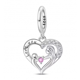 Charm pour bracelet coeur fin mamam d'amour