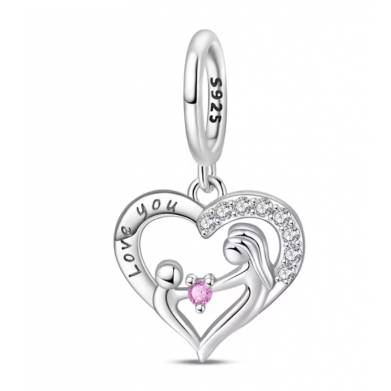 Charm pour bracelet coeur fin mamam d'amour Charm pour bracelet coeur fin mamam d'amour