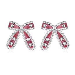 boucles d'oreilles noeud rouge cadeau de noel étoile