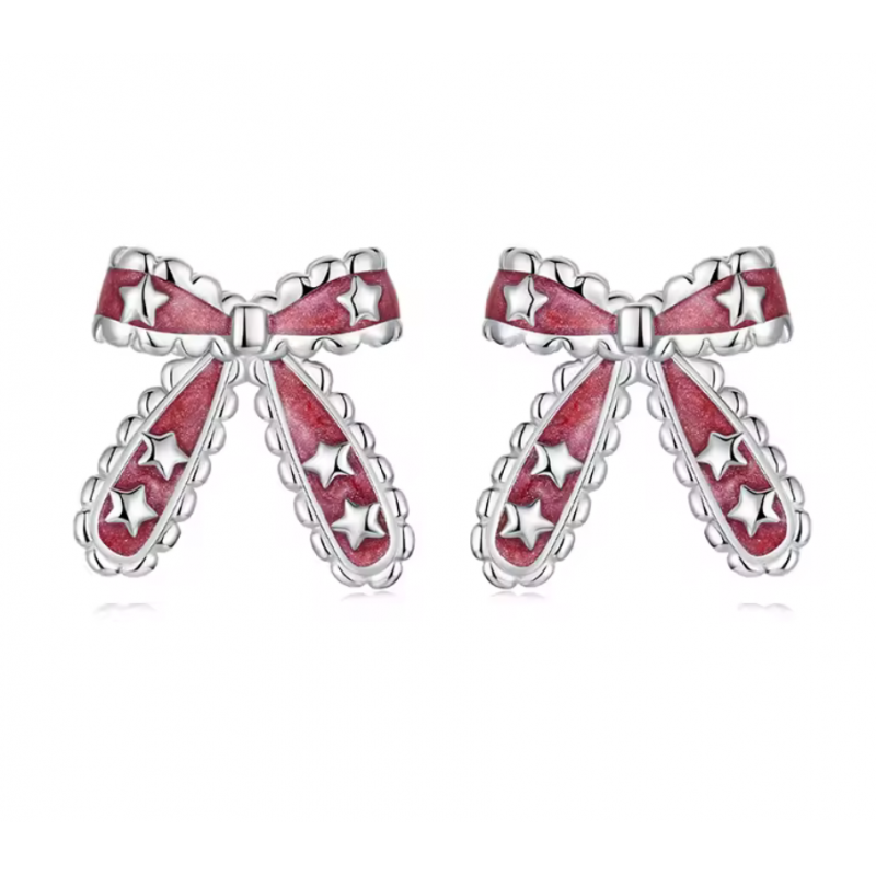 boucles d'oreilles noeud rouge cadeau de noel étoile boucles d'oreilles noeud rouge cadeau de noel étoile