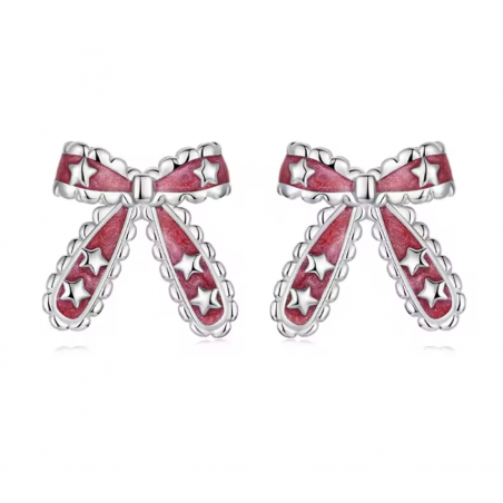 boucles d'oreilles noeud rouge cadeau de noel étoile