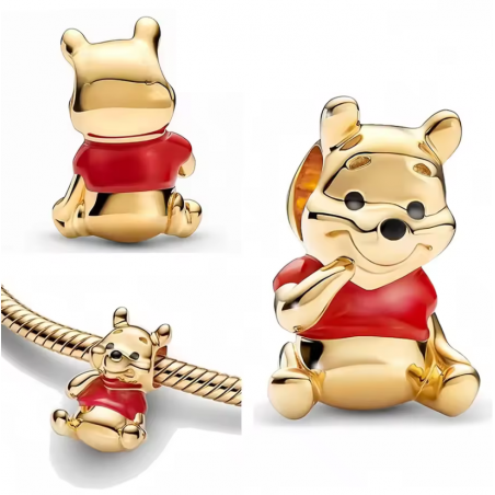 Charm bijou compatible bracelet winnie l'ourson or