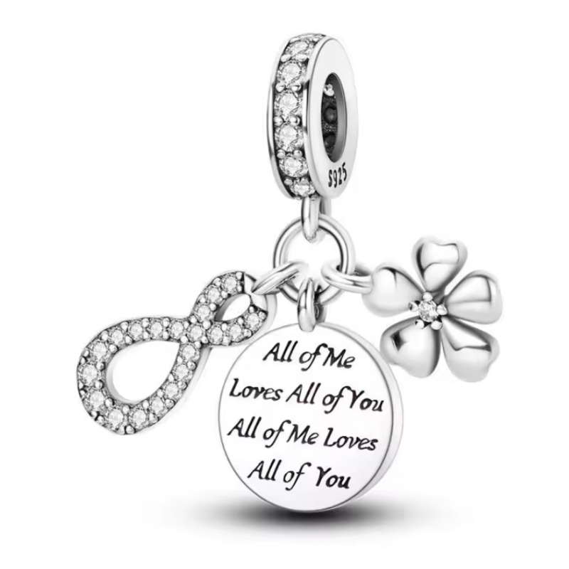 Charm pour bracelet coeur infini je t'aime de tout mon être maman Charm pour bracelet coeur infini je t'aime de tout mon être maman