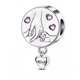 Charm pour bracelet maman de deux enfants mains