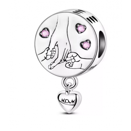 Charm pour bracelet maman de deux enfants mains