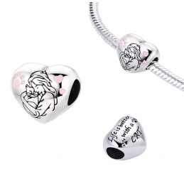 Charm pour bracelet argent coeur j'aime mon chat