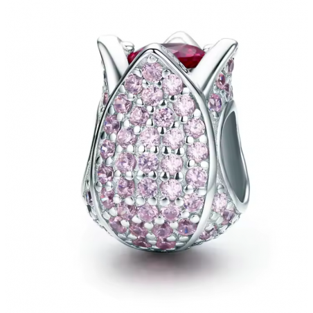 Charm bijou pour bracelet fleur tulipe pierre violette