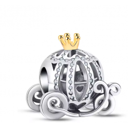 Charm bijou pour bracelet carrosse cendrillon argent