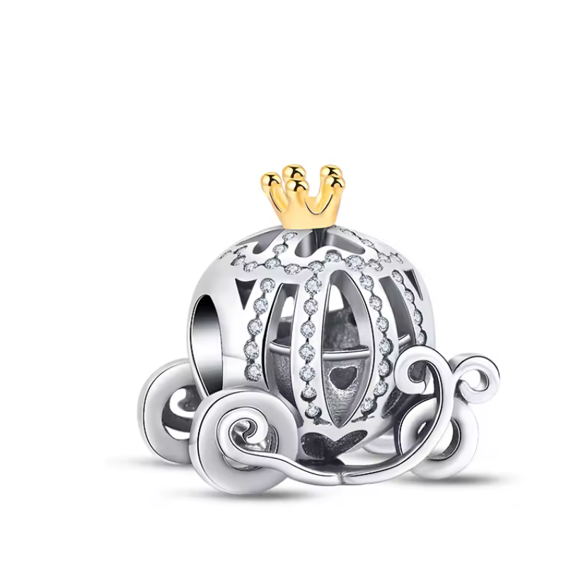 Charm bijou pour bracelet carrosse cendrillon argent Charm bijou pour bracelet carrosse cendrillon argent
