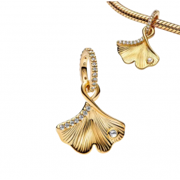 Charm pour bracelet feuille de ginkgo biloba or