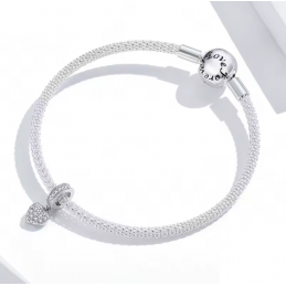 Charm pour bracelet coeur anneau strass diamant