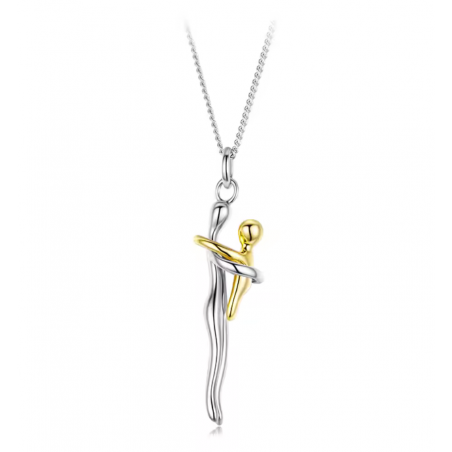 Collier argent or maman enfant dans les bras famille