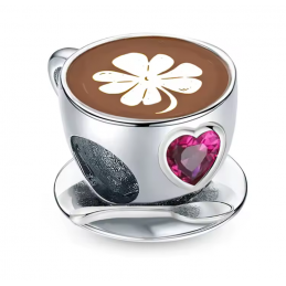 Charm bijou pour bracelet café tasse coeur rouge