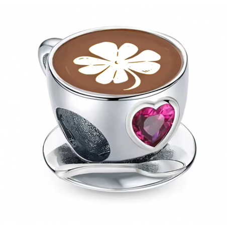 Charm bijou pour bracelet café tasse coeur rouge