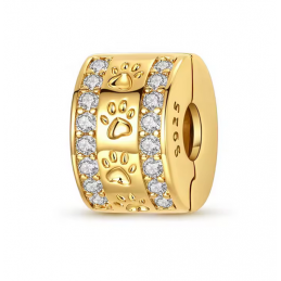 Charm pour bracelet clip espaceur or patte de chien