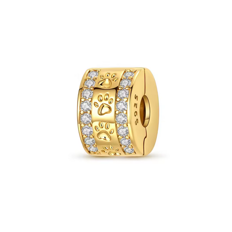 Charm pour bracelet clip espaceur or patte de chien