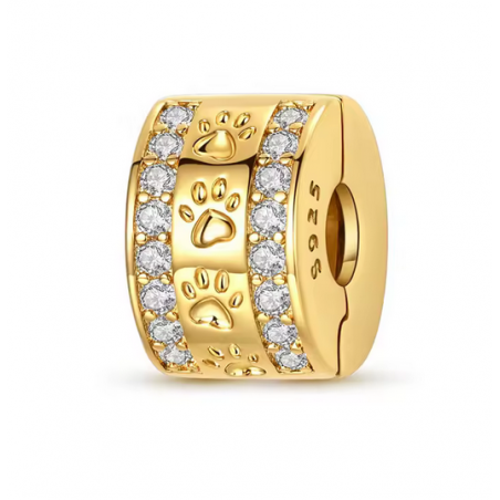 Charm pour bracelet clip espaceur or patte de chien