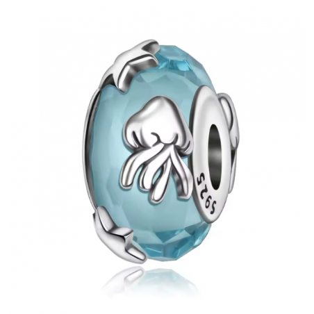 Charm pour bracelet murano bleu méduse étoile mer