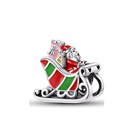 charm pour bracelet père noel traineau vert rouge