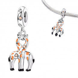 Charm pour bracelet girafe argent marron