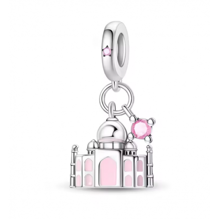 Charm bijou pour bracelet argent Taj Mahal rose