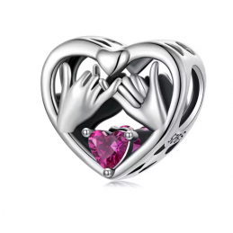 Charm pour bracelet coeur mariage pacs main entrelacée