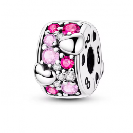 Charm pour bracelet séparateur bloqueur coeur rose cercle argent