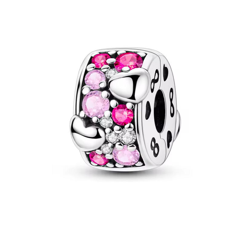 Charm pour bracelet séparateur bloqueur coeur rose cercle argent