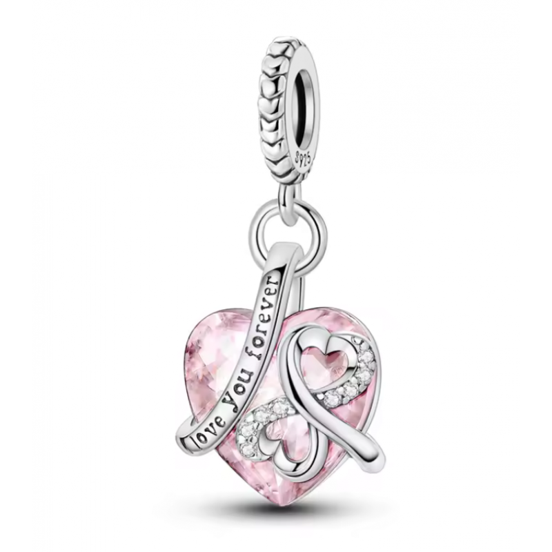 Charm pour bracelet coeur infini cadeau maman